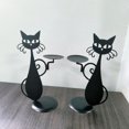 thumbnail image 5 of Mosey Candle Holder Cartoon Style Handmade Decorative Iron Art Cute Black Cat Shape Candlelight Stand Desktop Ornament Home Decor, 5 of 8
