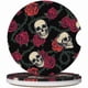 thumbnail image 1 of wonima02 Flower Roses Skull Ceramic Car Coasters 2 Pack Absorbent Car Drink Coaster Cup Holders with Finger Notch for Cars Truck, 1 of 1