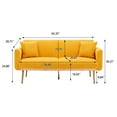 thumbnail image 7 of Two-seater Sofa Bed with Gold Metal Legs, Velvet sofa with 2 Soft Cushions, Living Room Accent Sofa Upholstered Reading Club Chair for Bedroom Office Decorative, 7 of 7