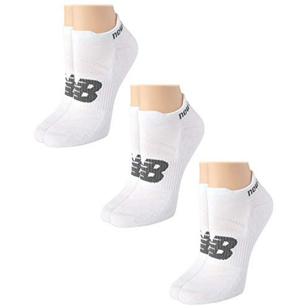 New Balance Women's Double Tab Cushioned Low Cut Socks (3 Pack), White, Size Shoe Size: 4-10