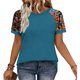 thumbnail image 5 of Tops de manga corta de mujer Casual Off Shoulder Raglan Print Blouse Summer Fashion Top, 5 of 8