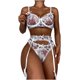 thumbnail image 1 of Conjunto de lencería de malla exquisita para mujer, sujetador, liga y bragas, picardías, ropa de dormir recortada Fridja nalpqowj38744, 1 of 9