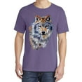 thumbnail image 2 of Wild Bobby, Wolf Oil Painting, Animal Lover, Garment-Dyed Washed Look Short Sleeve T-Shirt, Purple, Small, 2 of 3