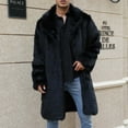 thumbnail image 4 of IYTR Fashion Mid-Length Warm Coat with Pocket Mens Winter Jacket Solid Color Long Sleeve Jacket Turndown Collar Black XL, 4 of 6