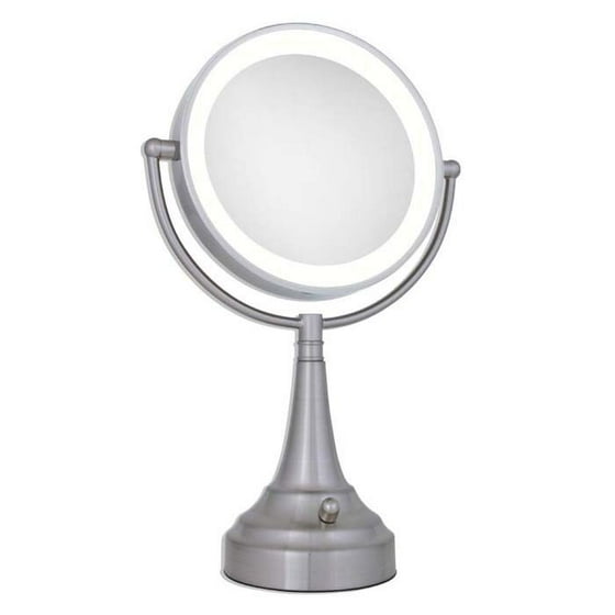 Zadro Led Lighted 10x 1x Round Satin Nickel Vanity Mirror Com