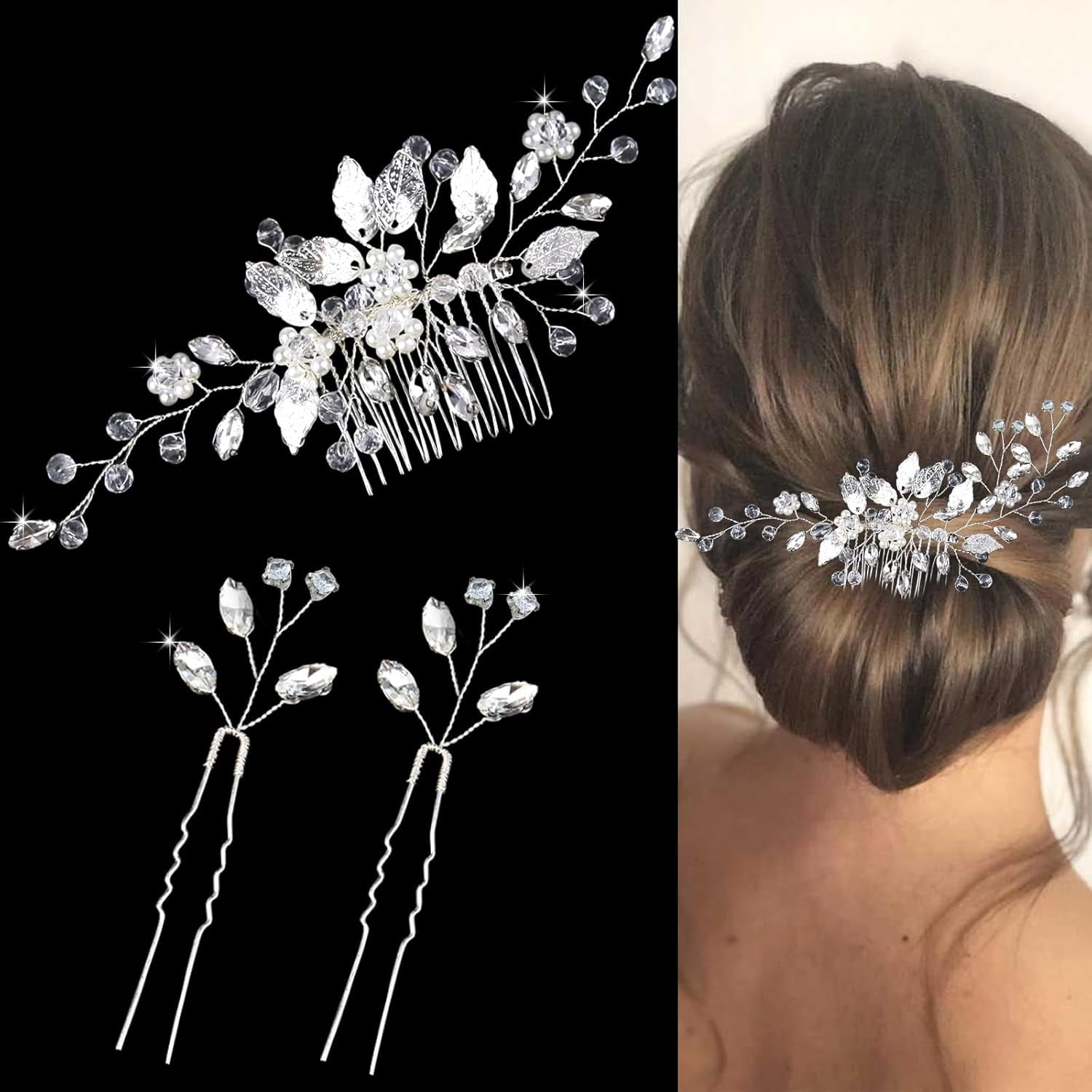 Mariell Crystal Vine Bridal Hair Comb, Wedding or Prom Hair  display picture 3