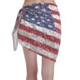 thumbnail image 5 of Zufioo America Flag Glitter Print Women's Beach Short Wrap Skirt, Short Quick-drying Wrap Skirt, Swimsuit Cover-up Sun Protection Cape, Suitable for Beach, Pool-One Size, 5 of 7