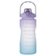 thumbnail image 1 of Botella deportiva de 2 litros, botella de agua con pajita y marcador de tiempo motivacional, botella con asa para fitness, gimnasio, senderismo, viajes, oficina Rojo Verde, 1 of 5