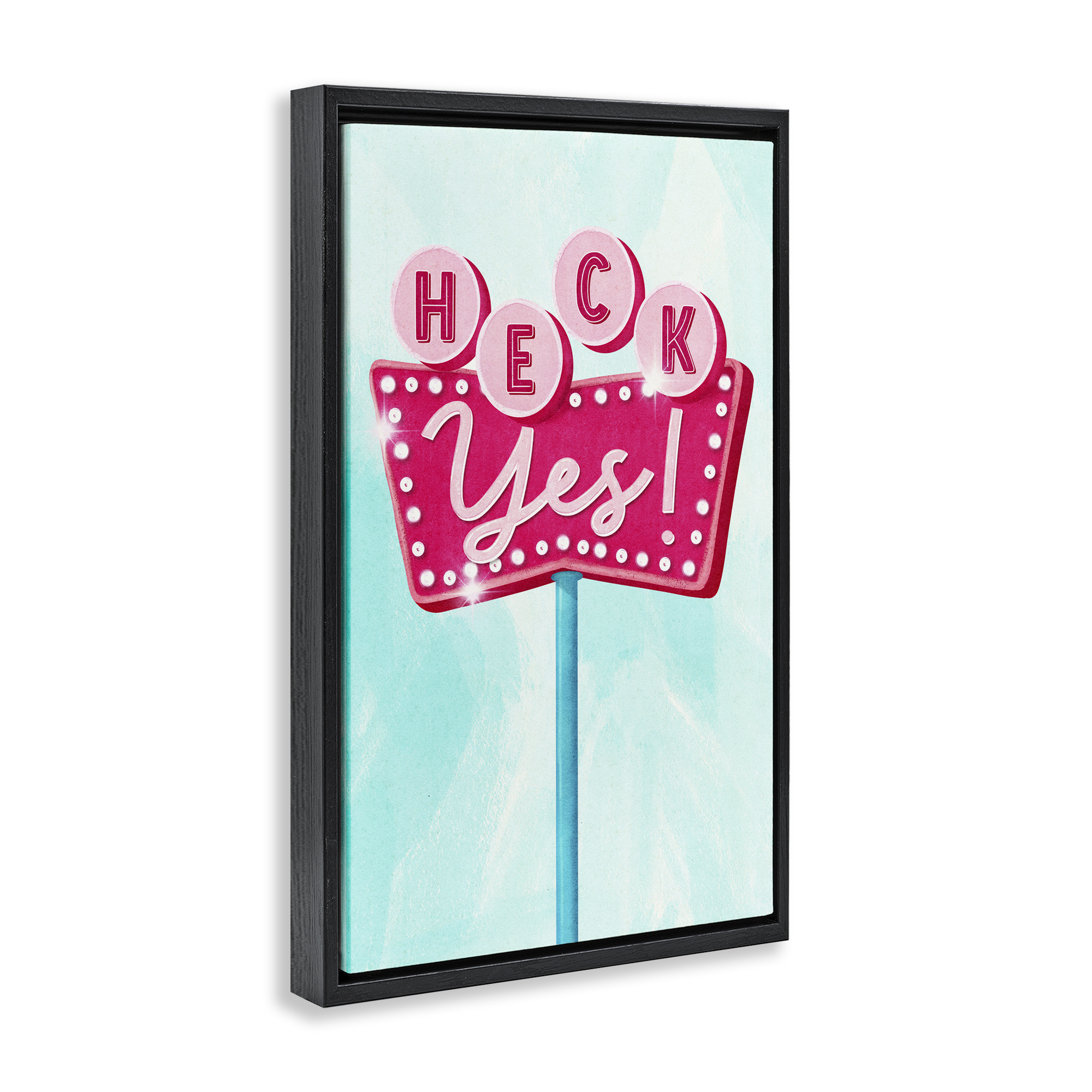 Stupell Industries Retro Heck Yes Typography Painting Black Floater Framed Art Print Wall Art, 17 x 25
