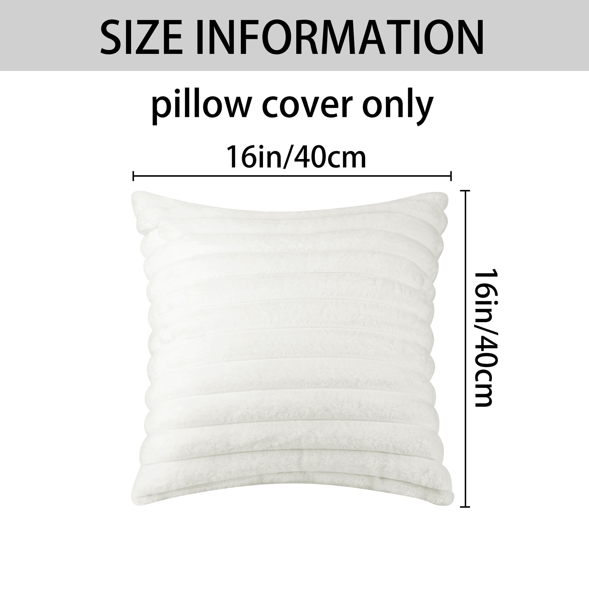 Unique Bargains Pack of 4 Solid Striped Throw Pillow Covers Plush Faux Fur Pillow Cover White/Light Brown 16" x 16"