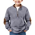 thumbnail image 2 of GiLiling Boys Vintage Western Quarter Zip Pullover Fleece Jacket Sweatshirt Long Sleeve Casual Outdoor Fall Warm Country Top (Light Ashy, 14-15 Years), 2 of 4