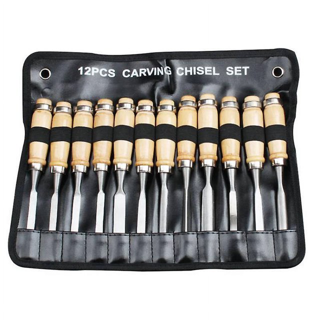 12 unids/set tallado cincel herramientas de tallado de madera suministros de carpintería con bolsa de almacenamiento