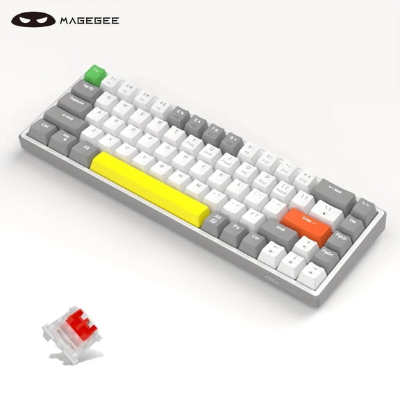 MageGee 60% Mechanical Gaming Keyboard, 68 Keys Compact Blue LED Backlit Gaming Keyboards, SKY68 Wired Ergonomic Mini Office Keyboard for Windows PC Gamer