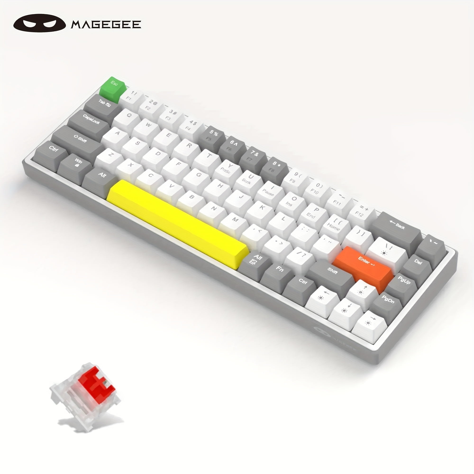 MageGee 60% Mechanical Gaming Keyboard, 68 Keys Compact Blue LED Backlit Gaming Keyboards, SKY68 Wired Ergonomic Mini Office Keyboard for Windows PC Gamer