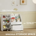 thumbnail image 4 of Qaba Kids Bookshelf and Toy Storage, 3-Tier Bookcase with 6 Bins, White, 4 of 10