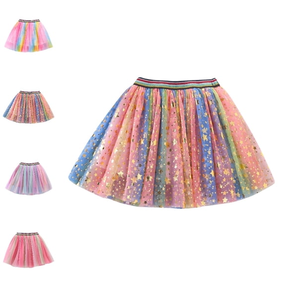 Bmisegm Halloween Girls Layered Mesh Star Dance Performance Skirt Tutu Skirt 2-3 Years