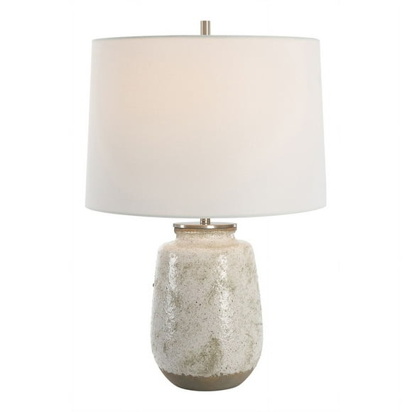 Uttermost Medan Lampe de Table Côtière en Céramique et Tissu Gris/blanc