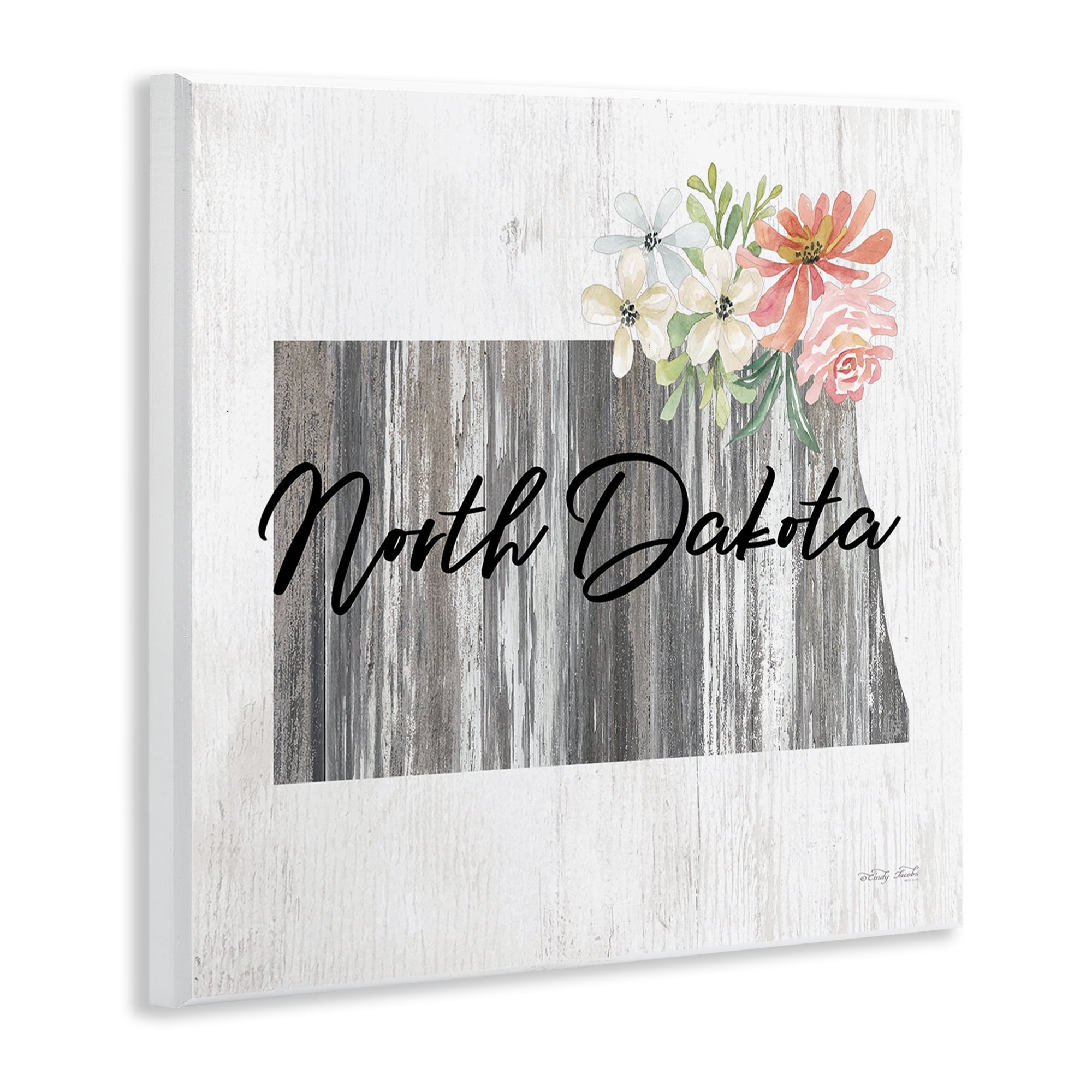 Stupell Industries Shabby Chic North Dakota Botanical & Floral Painting Unframed Art Print Wall Art, 12 x 12