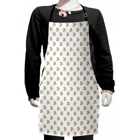 

Turtle Kids Apron Underwater Animals Hand Drawn Repeating Pattern of Floating Tortoise Boys Girls Apron Bib with Adjustable Ties for Cooking Baking Painting Cocoa and White by Ambesonne