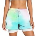 thumbnail image 6 of VBVC Women's Drawstring 2-in-1 Athletic Shorts , High Waisted Running Shorts For Women,Ladies' Double Layer Active Shorts with Pockets,Green,S-2XL, 6 of 8