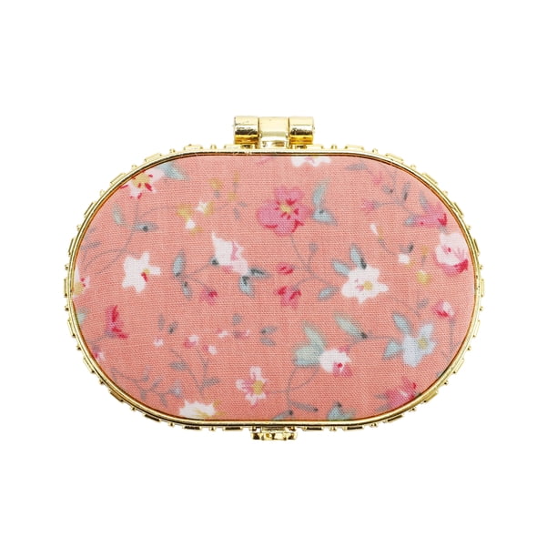Espejo compacto para bolsos, espejo de bolsillo ovalado, espejo mini floral, pequeño espejo para bolso, rosa