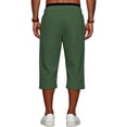 thumbnail image 5 of Lumtrix Men's Waffle Capri Pant Baggy Below Knee Summer Sweat Shorts Elastic Waist Athletic Casual Drawstring 3/4 Pants with Pockets Dark Green 2XL, 5 of 6