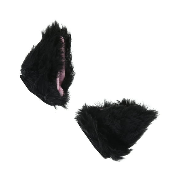 Unique Bargains 1 Pair Bicycle Motorcycle Self Adhesive Plush Cat Ears Shape for Helmet Decor Accessory Black Pink