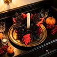 thumbnail image 2 of 12 Inch Halloween Candle Ring Wreath, Artificial Black Rose with Red Maple Leaves, Gothic Fall Mini Wreath for Pillar Candle Tabletop Decoration, 1-Pack, 2 of 6