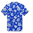 thumbnail image 2 of Men's Hawaiian Shirt Aloha Shirt M Royal Blue Hibiscus, 2 of 2