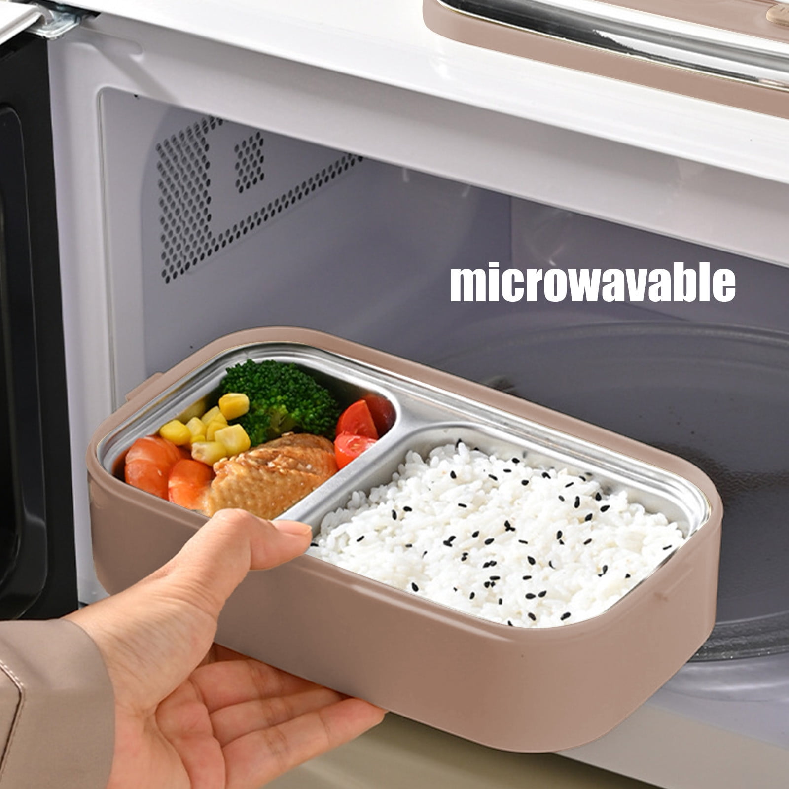 TACILIP Stainless Steel Double Layer Lunch Box Can Be Put Into The Microwave To Keep Warm Multi Layer Compartment Lunch Box Lunch Box, Mom Gifts