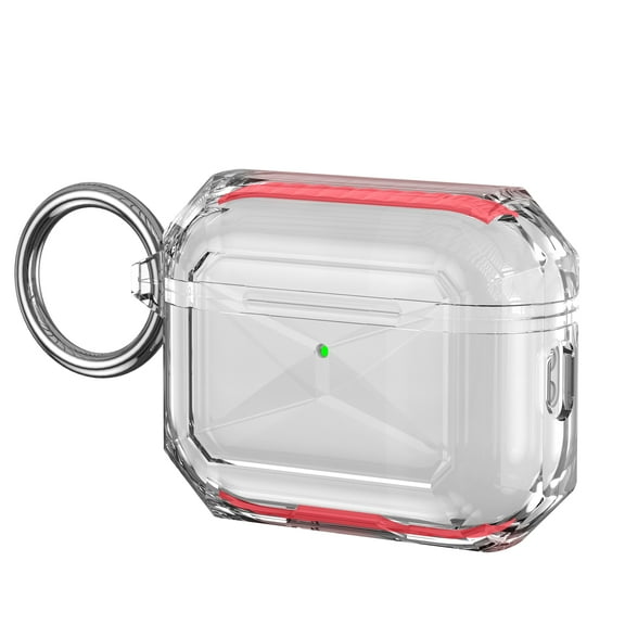 For AirPods Pro 3 2025 (3rd Version) 3mm Thick Transparent TPU with Colored Edge Case Cover - Red