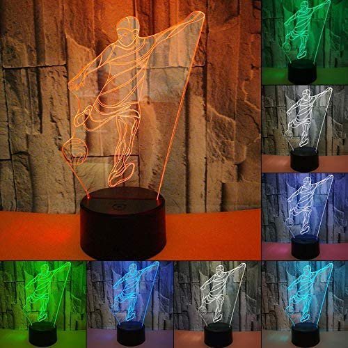 FYBTO Amazing Play Football 3D Stereo Vision Acrylic Lamp 7 Colors Changing USB Night Light Home Decor Touch Nightlight World Cup Gift