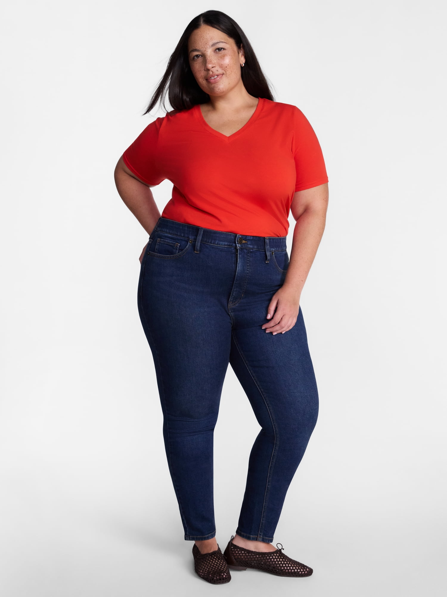 Terra & Sky Women's Plus High Rise Skinny Jeans, 27" Inseam, Sizes 16W-26W