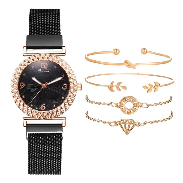 1 juego de reloj para mujer, reloj de pulsera de cuarzo de oro rosa de lujo, reloj de pulsera deportivo para mujer, reloj de regalo para mujer, accesorios de joyería de China Gao Jinjia LED