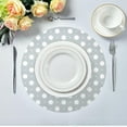 thumbnail image 5 of Coolnut Grey Polka Dots Round Placemats Waterproof Non-Slip Washable Place Mats Polyester Table Mats Set of 4 Heat Resistant for Home Kitchen Holiday Party Home Decor Gifts, 5 of 7