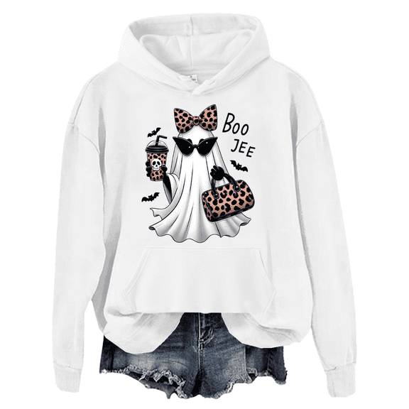 Boo-Jee Hoodie Boo Jee Ghost Sweatshirts Funny Halloween Ghost Women Graphic Tees