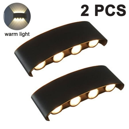 

2pcs Modern Outdoor Waterproof Wall Lamp 8 LEDs Hallway Porch Wall Sconce Up Down Wall Light Indoor Wall Mount Light Fixture for Hotels Yards Doorways Garden Pathway