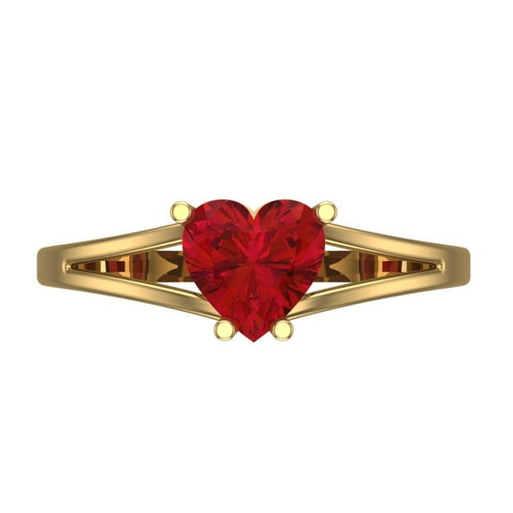 1 ctw Solitaire Anniversary Ring for Women | Heart Cut Simulated Pink Tourmaline | Hyperallergenic Solid 14K Yellow Gold