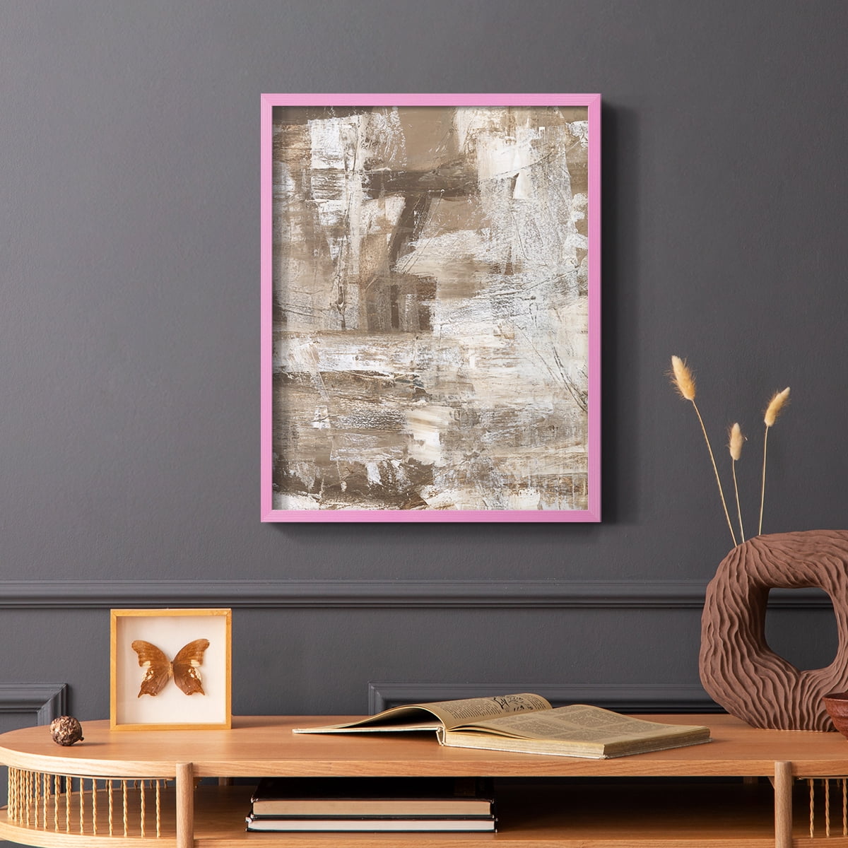 Bronzed II Framed Print in Pink Solid Wood Framed Print No Nail Hanging