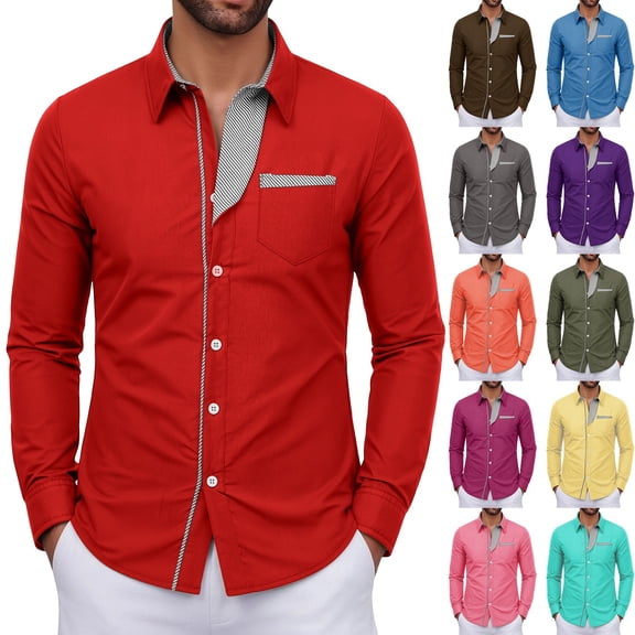Daiosportswear Men's Casual Long Sleeve Dress Shirts Business Slim Fit Beach Yoga Shirt Button-Down Collar Blouse with Pockets Yellow XXS
