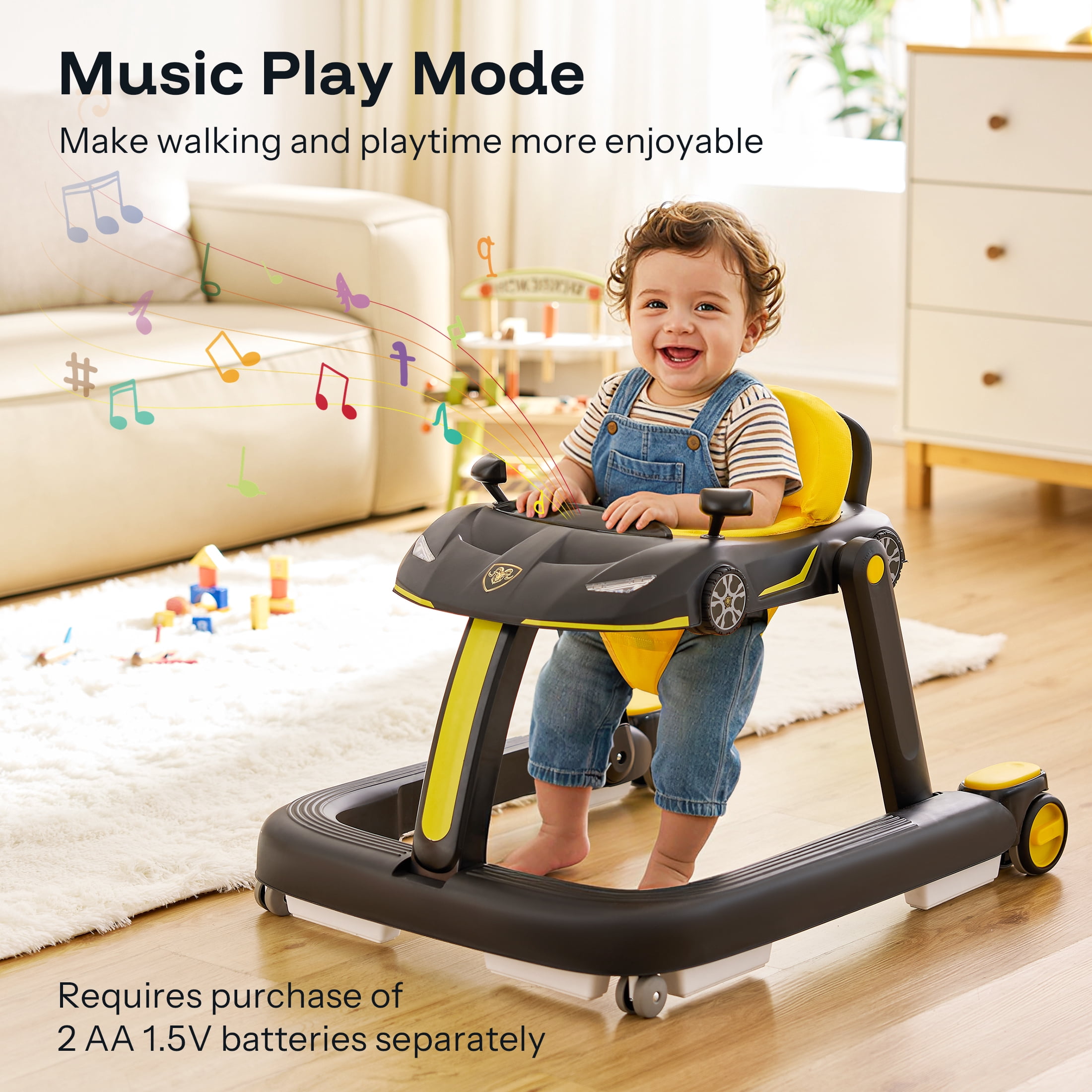 HARPPA Baby Walker for Babies 6-18 Months, Foldable Activity Push Walker, Black