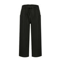 thumbnail image 4 of Black Womens Pants Women's Linen Wide Leg Pants Casual Loose High Waist Beach Haren Pants Pockets Casual Pants Women, 4 of 6