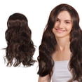 thumbnail image 1 of Peluca ondulada larga y rizada para mujer: Peluca con raya al medio de aspecto natural - Fibra sintética resistente al calor, ondas corporales para fiesta de Halloween, uso diario, 1 of 7