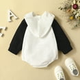 thumbnail image 6 of XDZJLR Baby Boy Girl Outfits Fall Clothes Oversized Hooded Pullover Sweatshirt Color Block Long Sleeve Bodysuit Outfits Black 6-12 Months, 6 of 7
