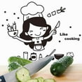 thumbnail image 2 of Kitchen Coffee Sweet Food Cartoon Girl Cooking DIY Wall Dining Room Sticker Dining Room PVC Wallpaper Removable Decals, 2 of 8