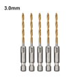 thumbnail image 1 of 5pcs HSS Drill Bit Set High Speed Steel /4 Hex Shank .5-6.5mm Hexagonal Handle 3.0mm, 1 of 9