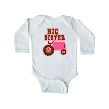 

Inktastic Pink Tractor Big Sister Gift Baby Girl Long Sleeve Bodysuit