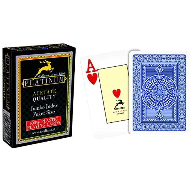 Pok3r Stuff India Modiano Platinum Cards Plastic Playing Cards, Blue Colour | 52 Pc In 1 Pack - Highly Flexible, Durable Playing Cards With Great Slip & Design | Gift For Family & Friends