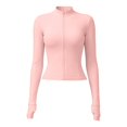 thumbnail image 3 of 2026 New Workout Jackets for Woman Lightweight Athletic Full Zip Running Jacket Cropped Jackets Slim With Thumb Holes(Pink,S), 3 of 3