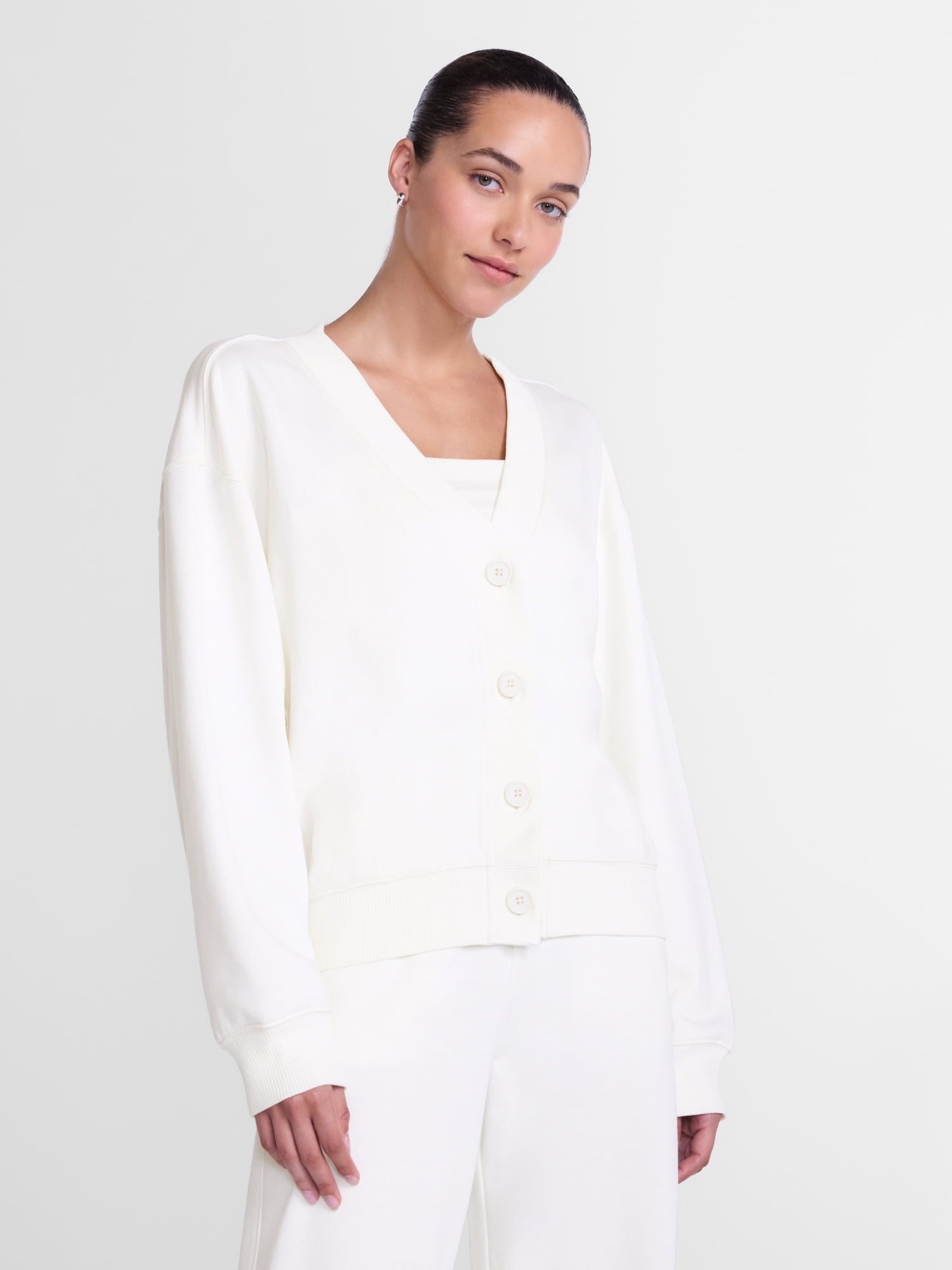 Athletic Works Women's and Women's French Terry Cardigan with Long Sleeves, Sizes XS-4X